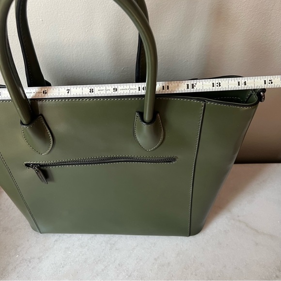 Charles Jourdan Large Handbag Green Leather Missing Long Strap - Picture 5 of 11